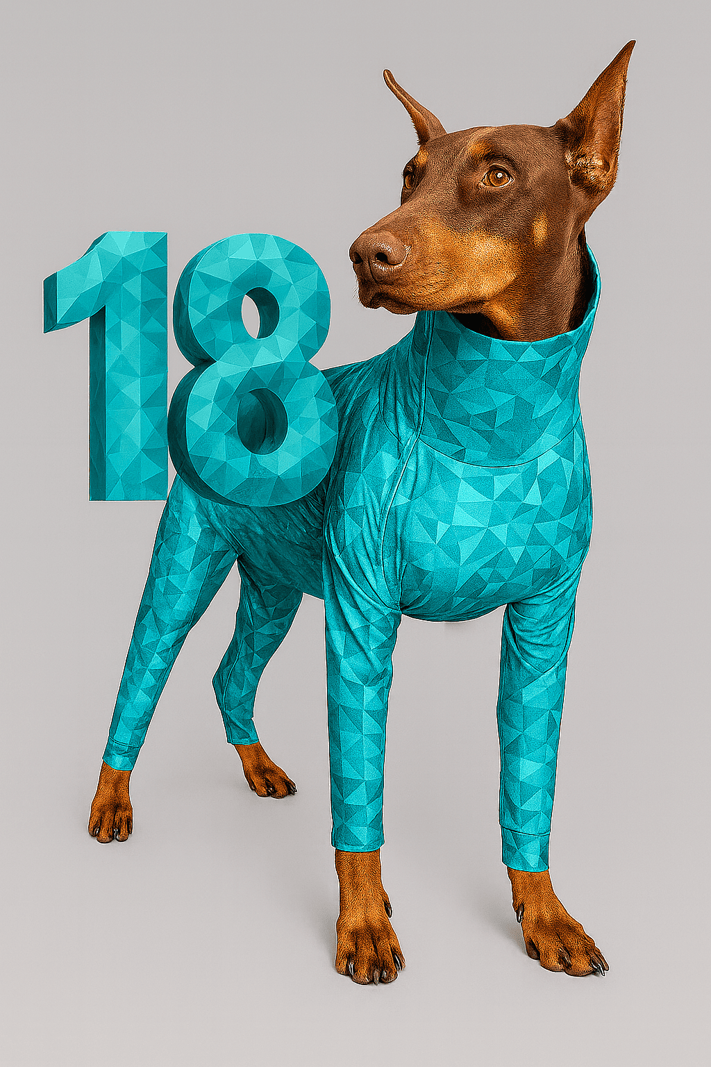 Dog wearing Pet Pjs recovery suit – starter package for veterinary clinics